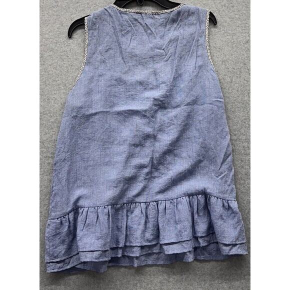 Anthropologie THML Top Womens Size Small Sleeveless Cage Front Peplum Blue S - Picture 5 of 7